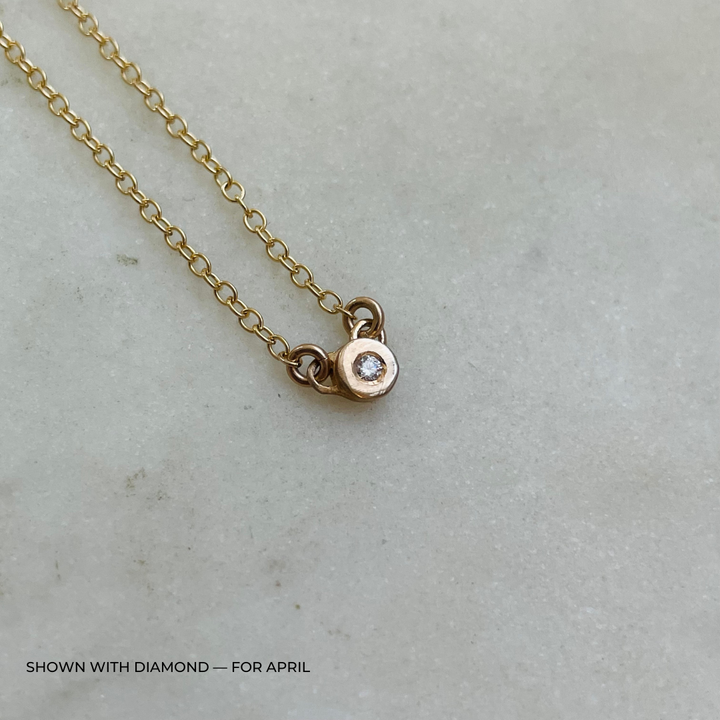 Handmade Bronze Birthstone Necklace with Diamond