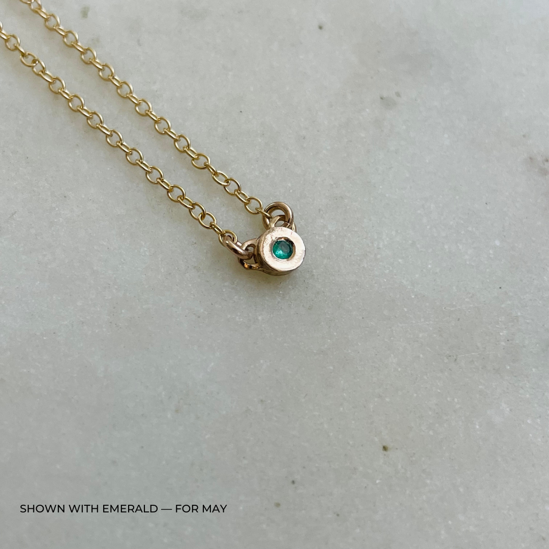 Handmade Bronze Birthstone Necklace with Emerald