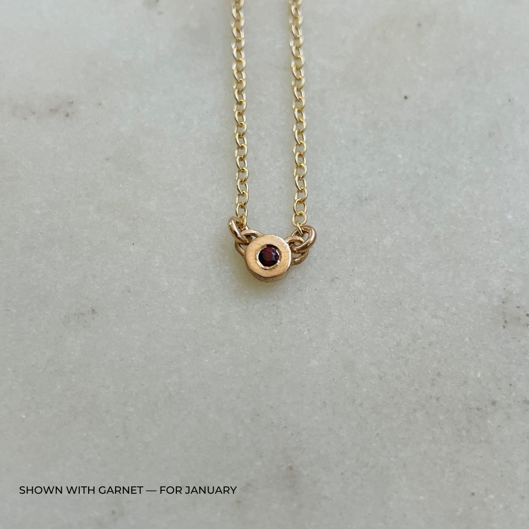 Handmade Bronze Birthstone Necklace with Garnet