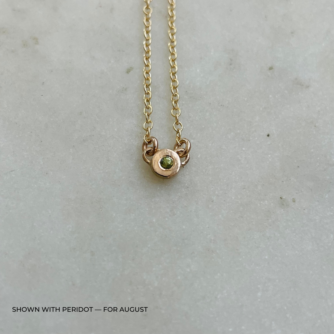 Handmade Bronze Birthstone Necklace with Peridot