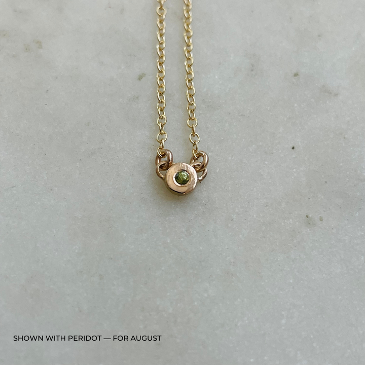 Handmade Bronze Birthstone Necklace with Peridot