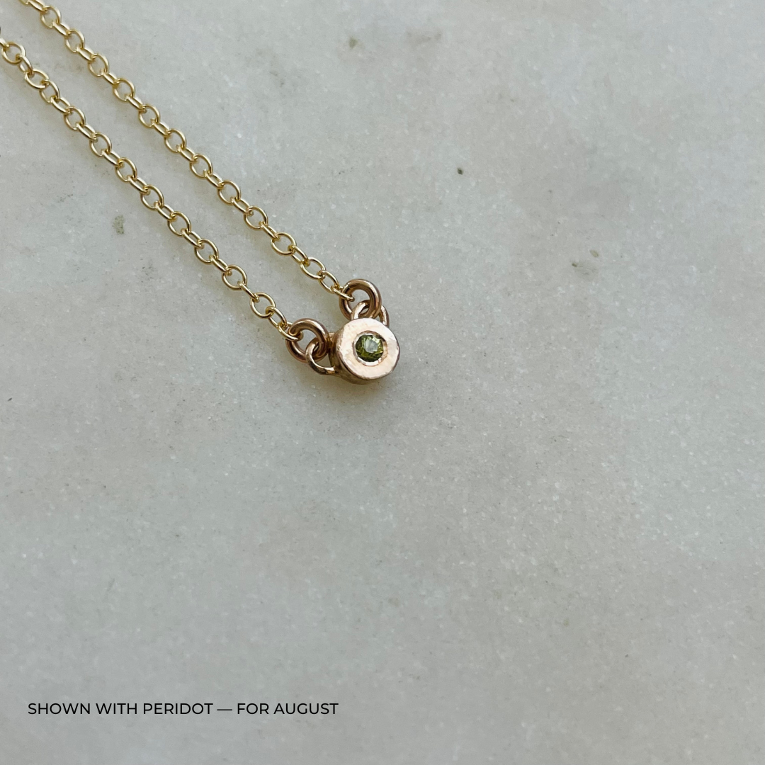 Handmade Bronze Birthstone Necklace with Peridot