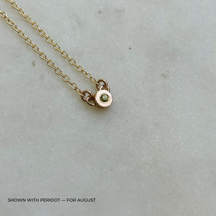 Handmade Bronze Birthstone Necklace with Peridot