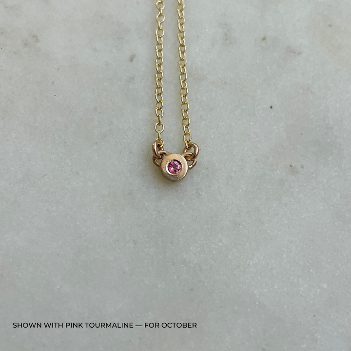 Handmade Bronze Birthstone Necklace with Pink Tourmaline