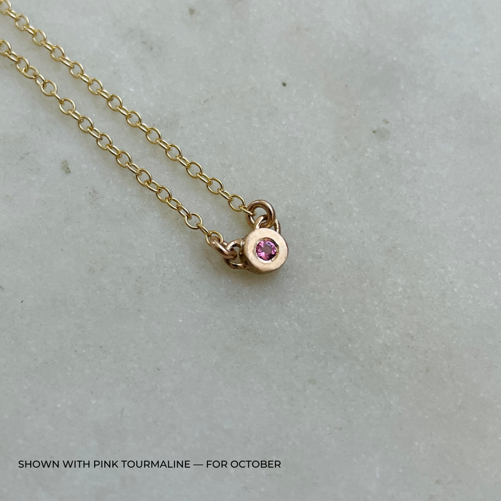 Handmade Bronze Birthstone Necklace with Pink Tourmaline