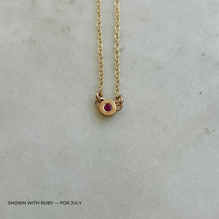 Handmade Bronze Birthstone Necklace with Ruby