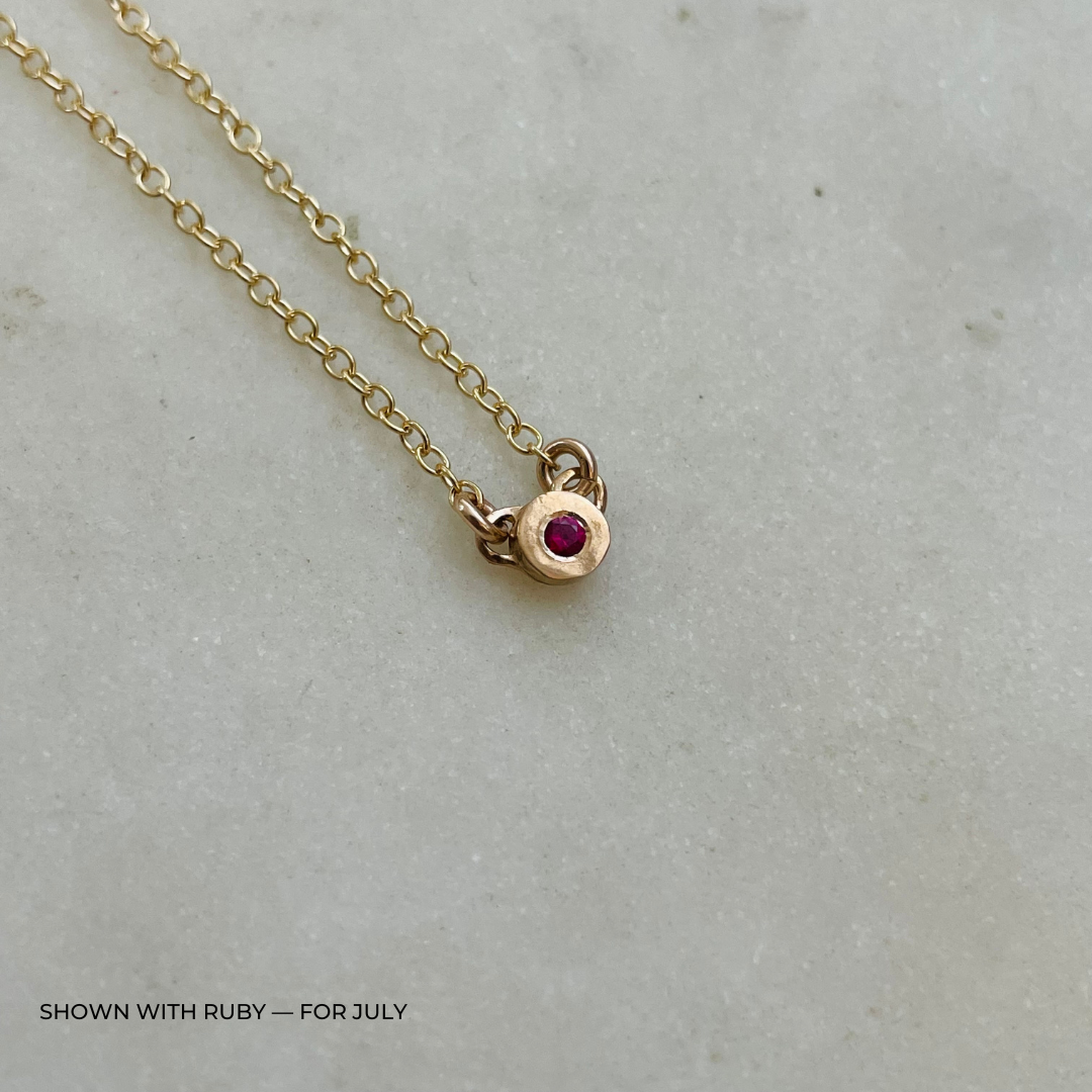 Handmade Bronze Birthstone Necklace with Ruby