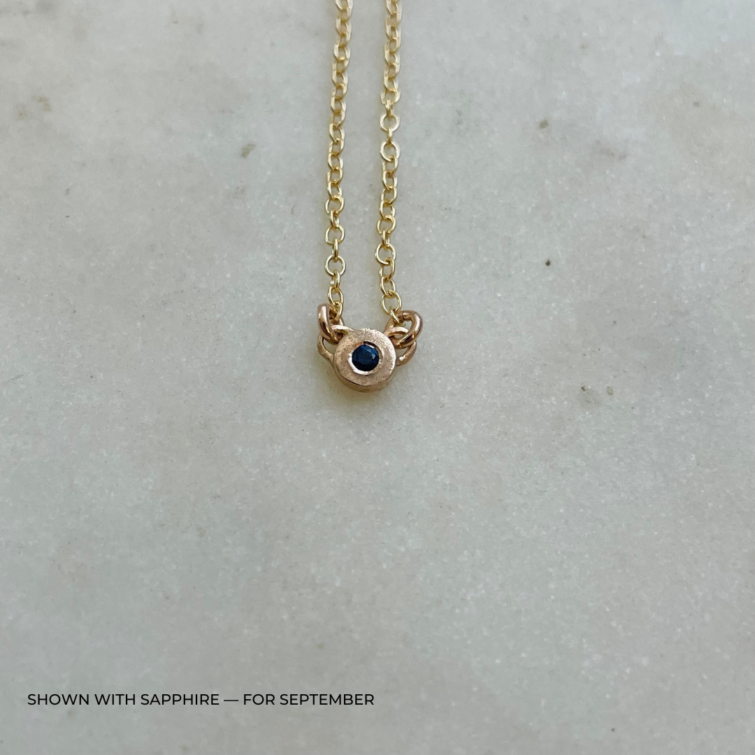 Handmade Bronze Birthstone Necklace with Sapphire