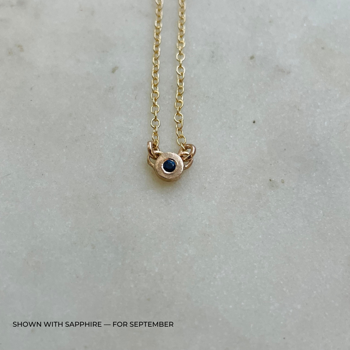 Handmade Bronze Birthstone Necklace with Sapphire