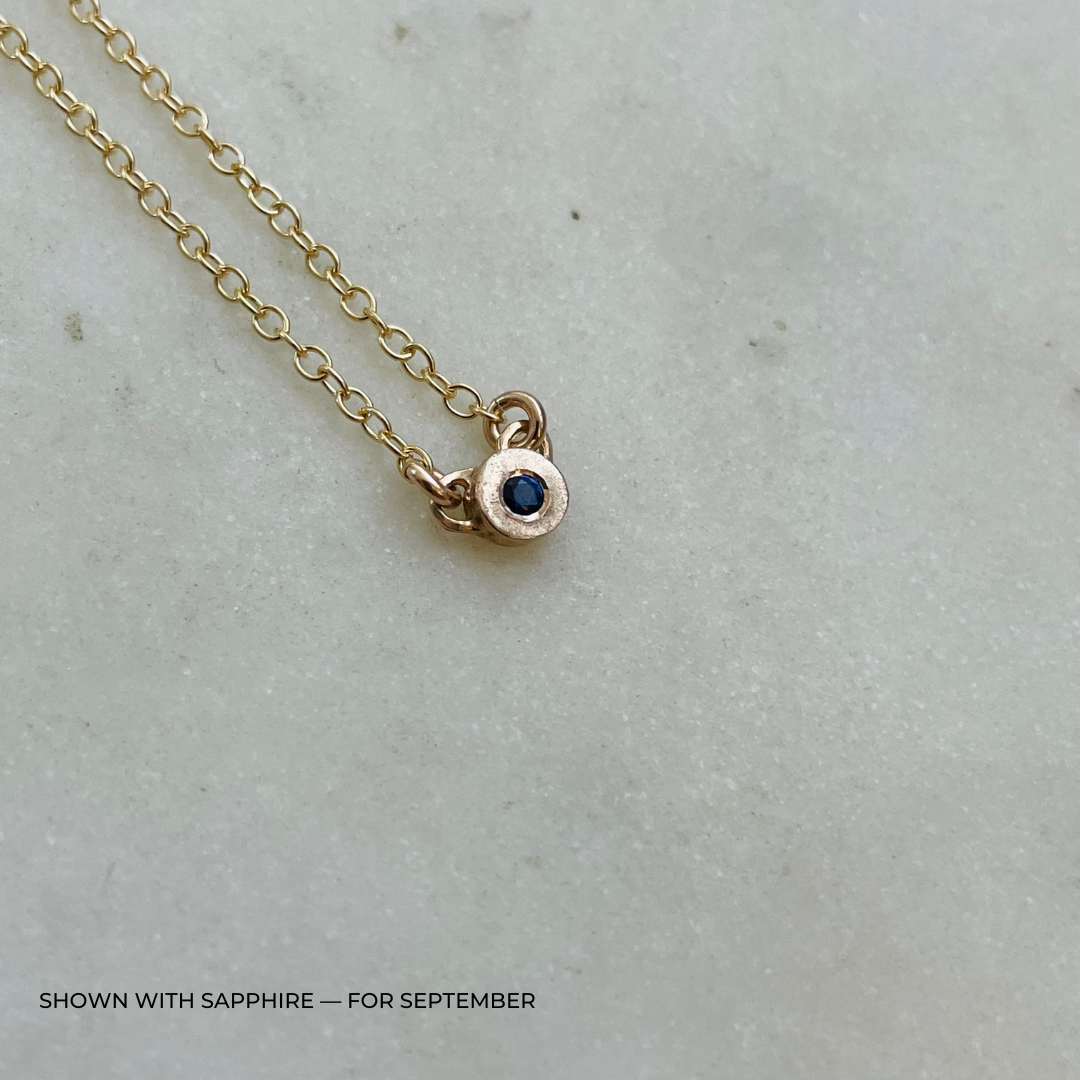 Handmade Bronze Birthstone Necklace with Sapphire