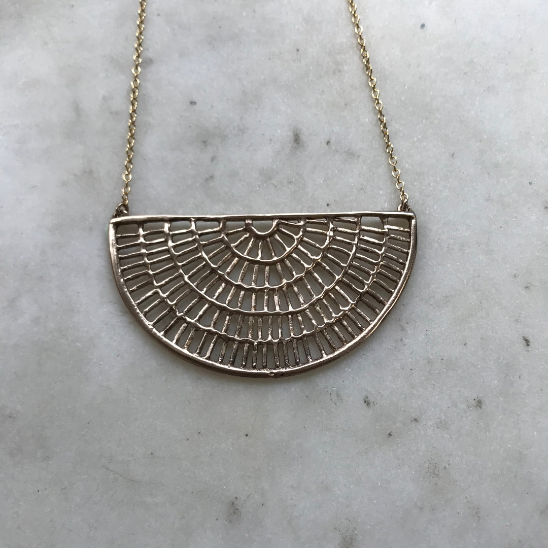 MIMOSA Handcrafted's Shimmering Sun Necklace in Bronze