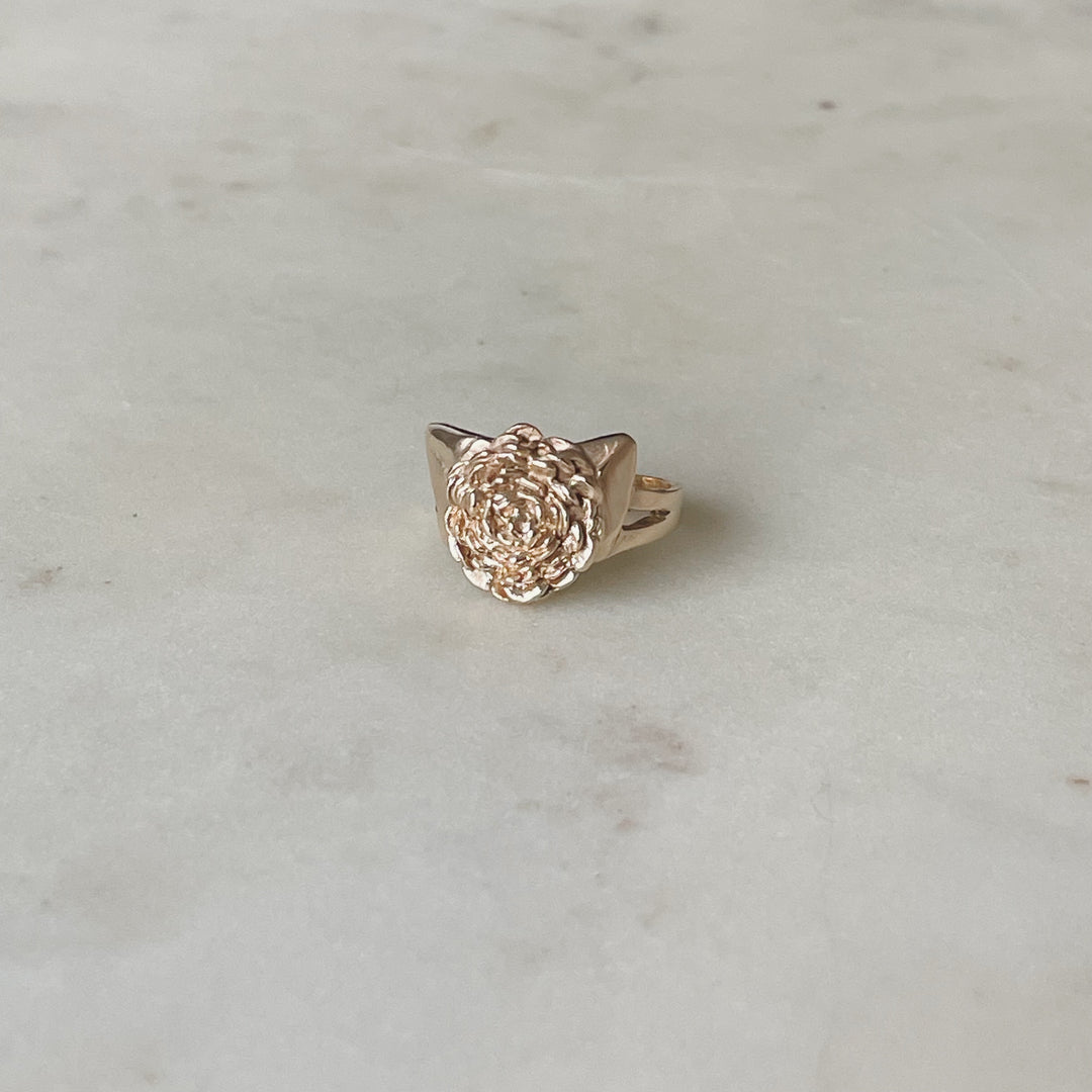 Gold Camellia Flower Ring | MIMOSA Handcrafted