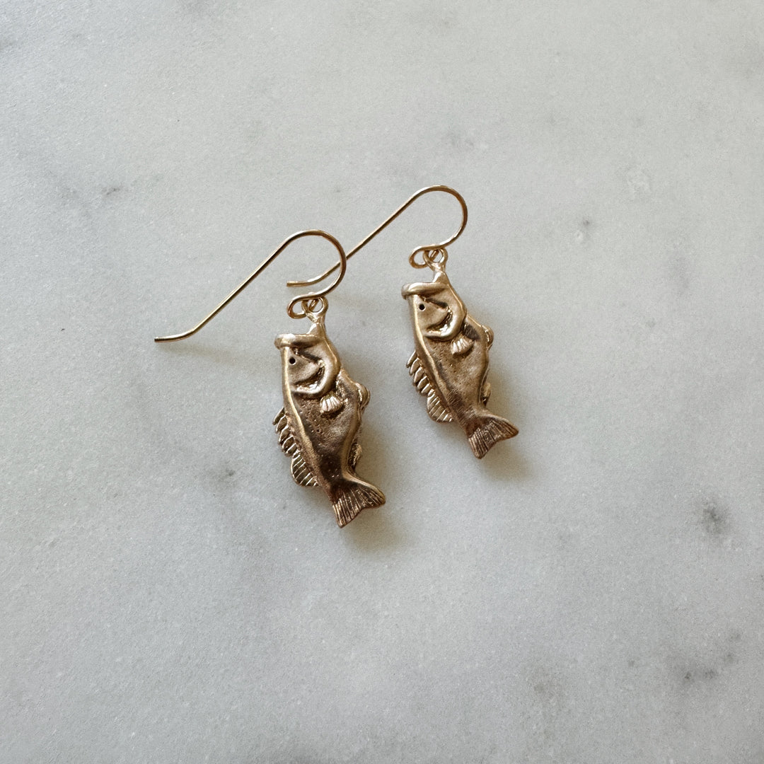 MIMOSA Handcrafted Largemouth Bass Earrings in Bronze