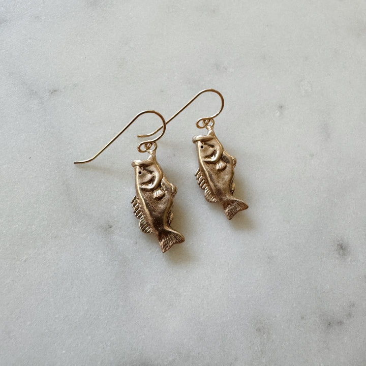 MIMOSA Handcrafted Largemouth Bass Earrings in Bronze