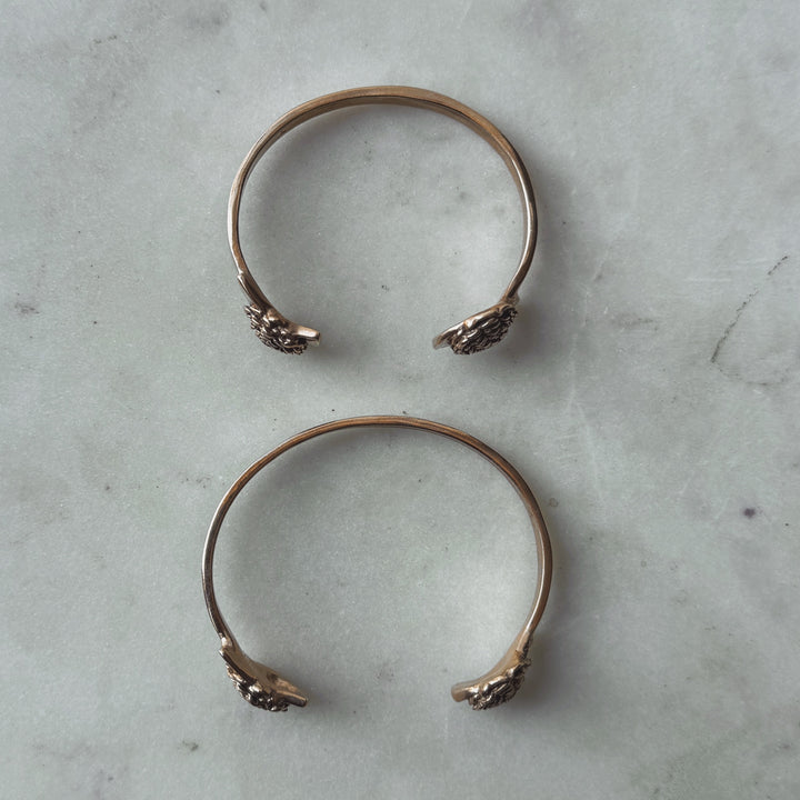 Bronze Camellia Cuffs In Sizes Small and Medium