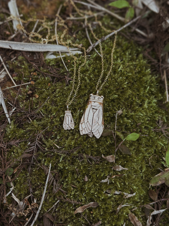 MIMOSA Handcrafted Large and Small Cicada Pendants in Bronze