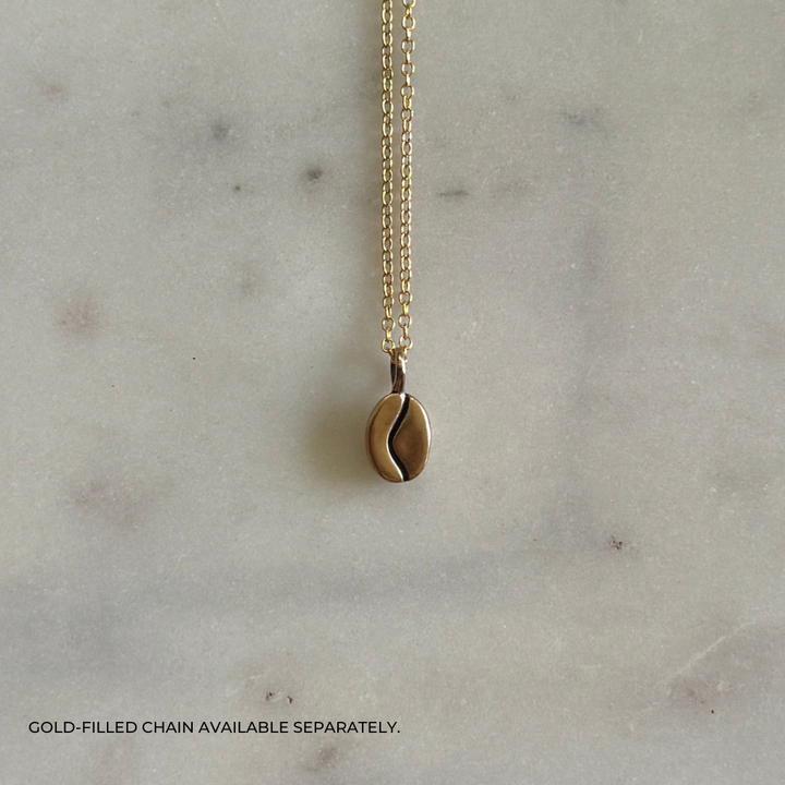 Bronze Coffee Bean Pendant on Gold-FIlled Chain | MIMOSA Handcrafted