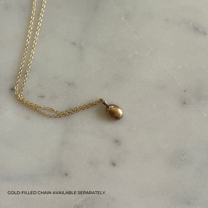 Bronze Coffee Bean Pendant on Gold-FIlled Chain | MIMOSA Handcrafted