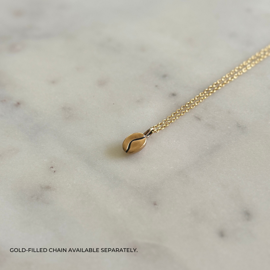 Bronze Coffee Bean Pendant on Gold-FIlled Chain | MIMOSA Handcrafted