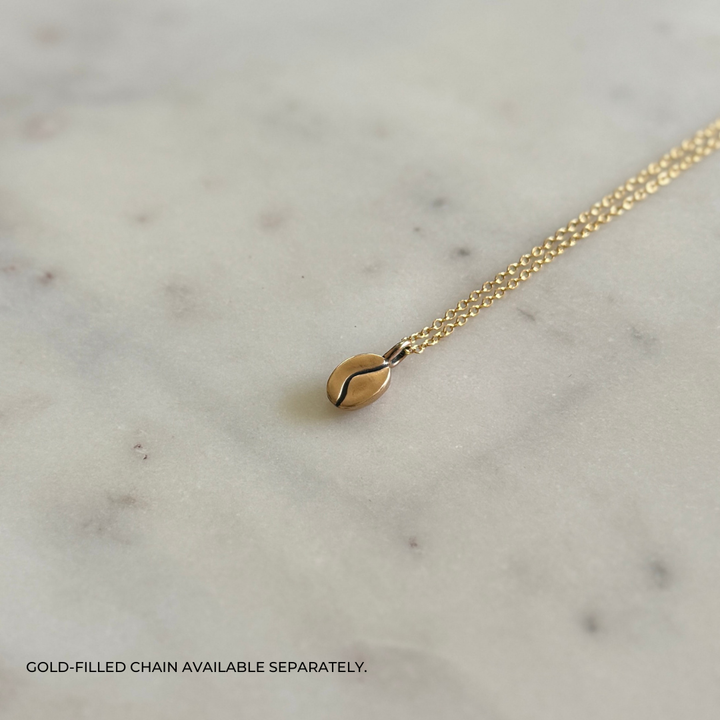 Bronze Coffee Bean Pendant on Gold-FIlled Chain | MIMOSA Handcrafted