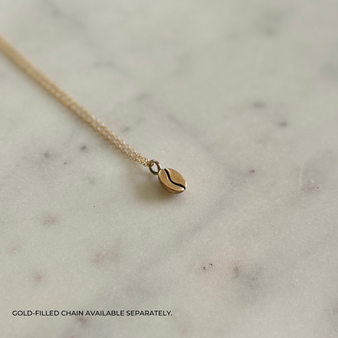 Bronze Coffee Bean Pendant on Gold-FIlled Chain | MIMOSA Handcrafted