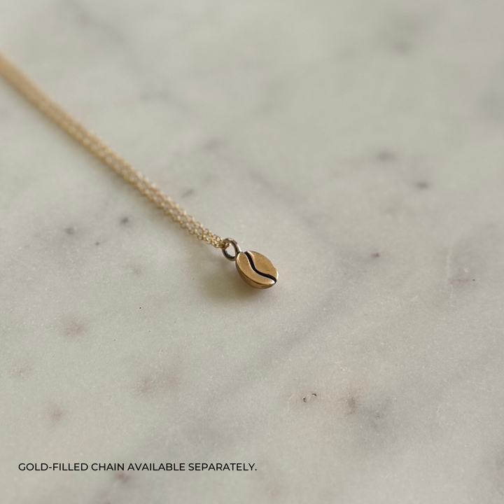 Bronze Coffee Bean Pendant on Gold-FIlled Chain | MIMOSA Handcrafted