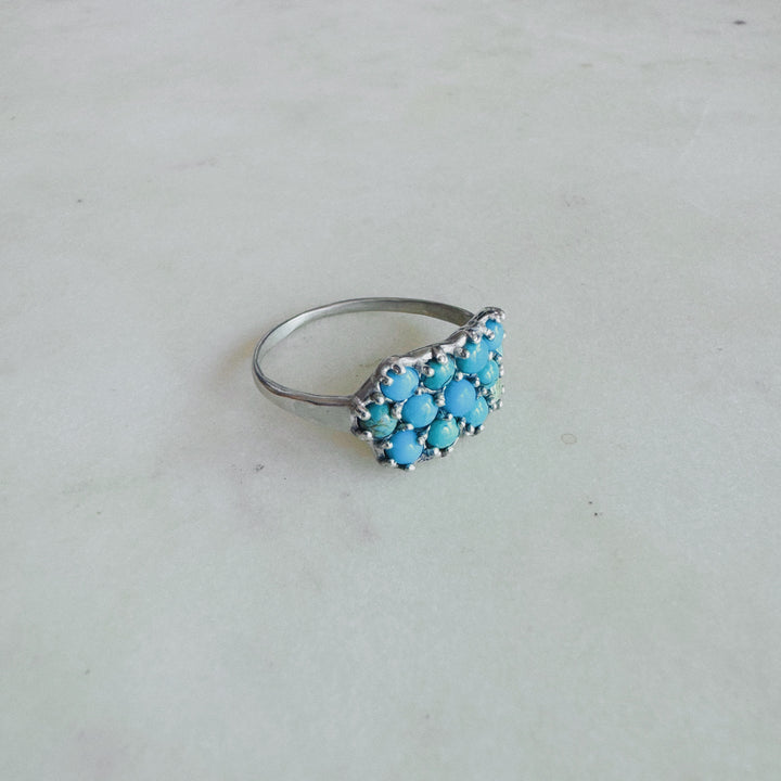 MIMOSA Handcrafted Sterling Silver 13 Stone Ring with Turquoise