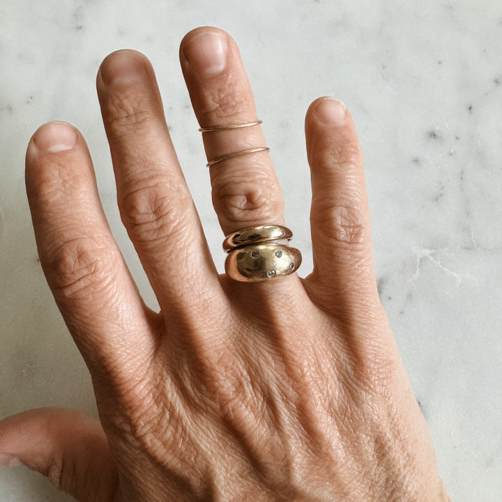 Person Wears the Petite and Large Amanda Dome Rings