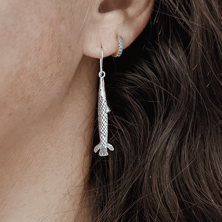 MIMOSA Handcrafted Gar Fish Earrings in Sterling Silver
