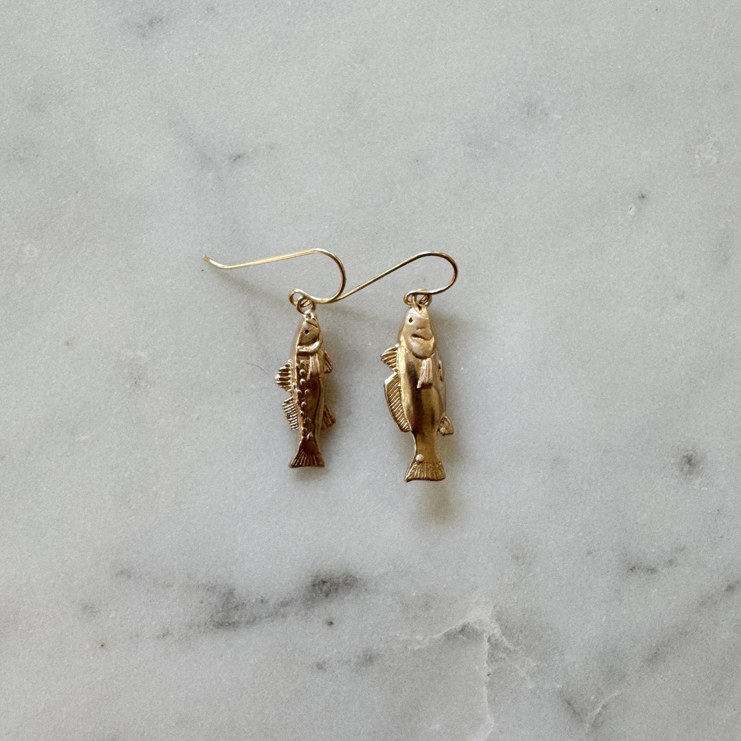MIMOSA Handcrafted Speckled Trout and Redfish Earrings in Bronze
