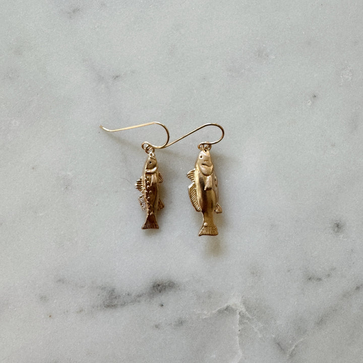 MIMOSA Handcrafted Speckled Trout and Redfish Earrings in Bronze