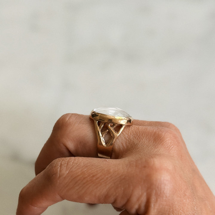 Mother Tree Ring With Clear Quartz | MIMOSA Handcrafted