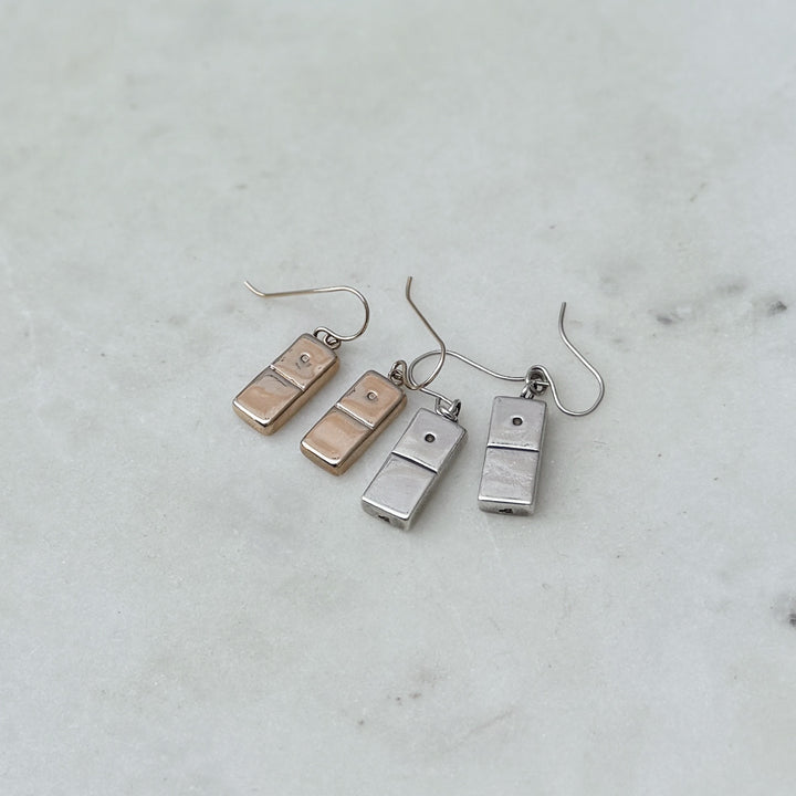 Bronze and Sterling Silver Domino Earrings