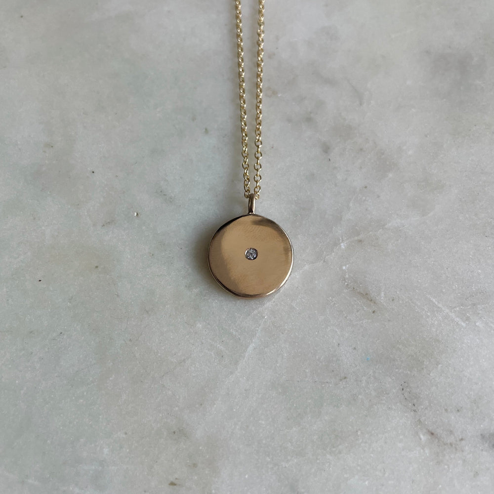 14K Gold Minimal Circle Stone Pendant | MIMOSA Handcrafted