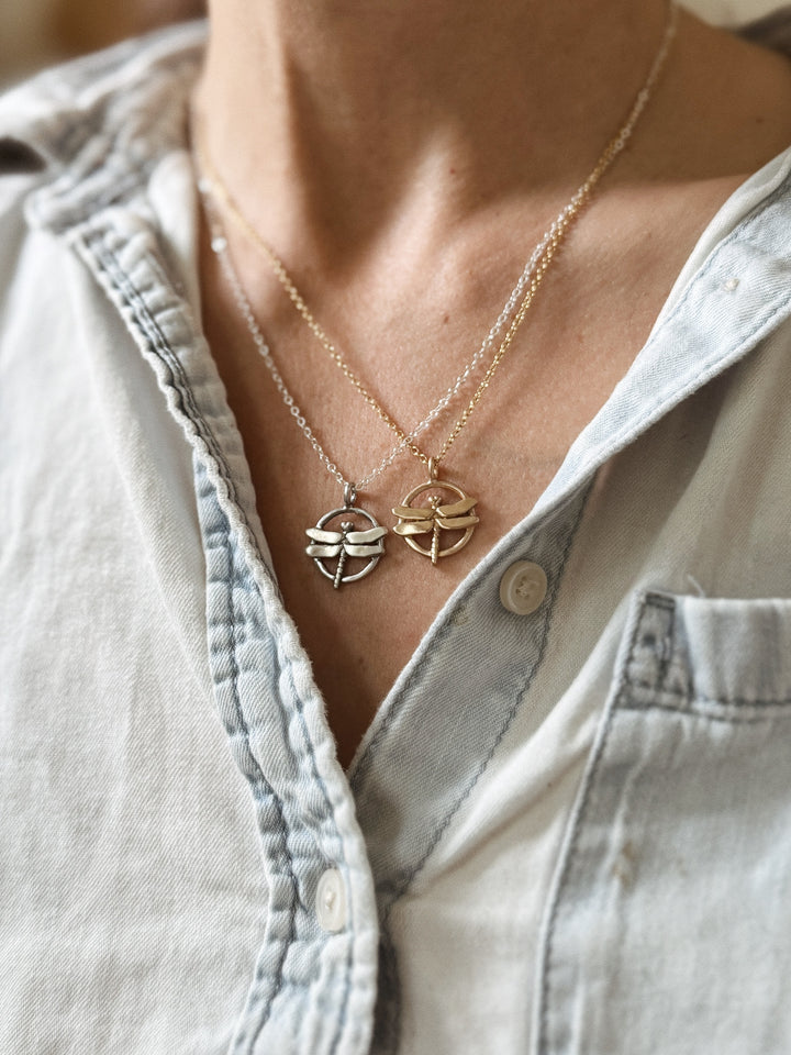 MIMOSA Handcrafted's Dragonfly Pendant in Sterling Silver and Bronze
