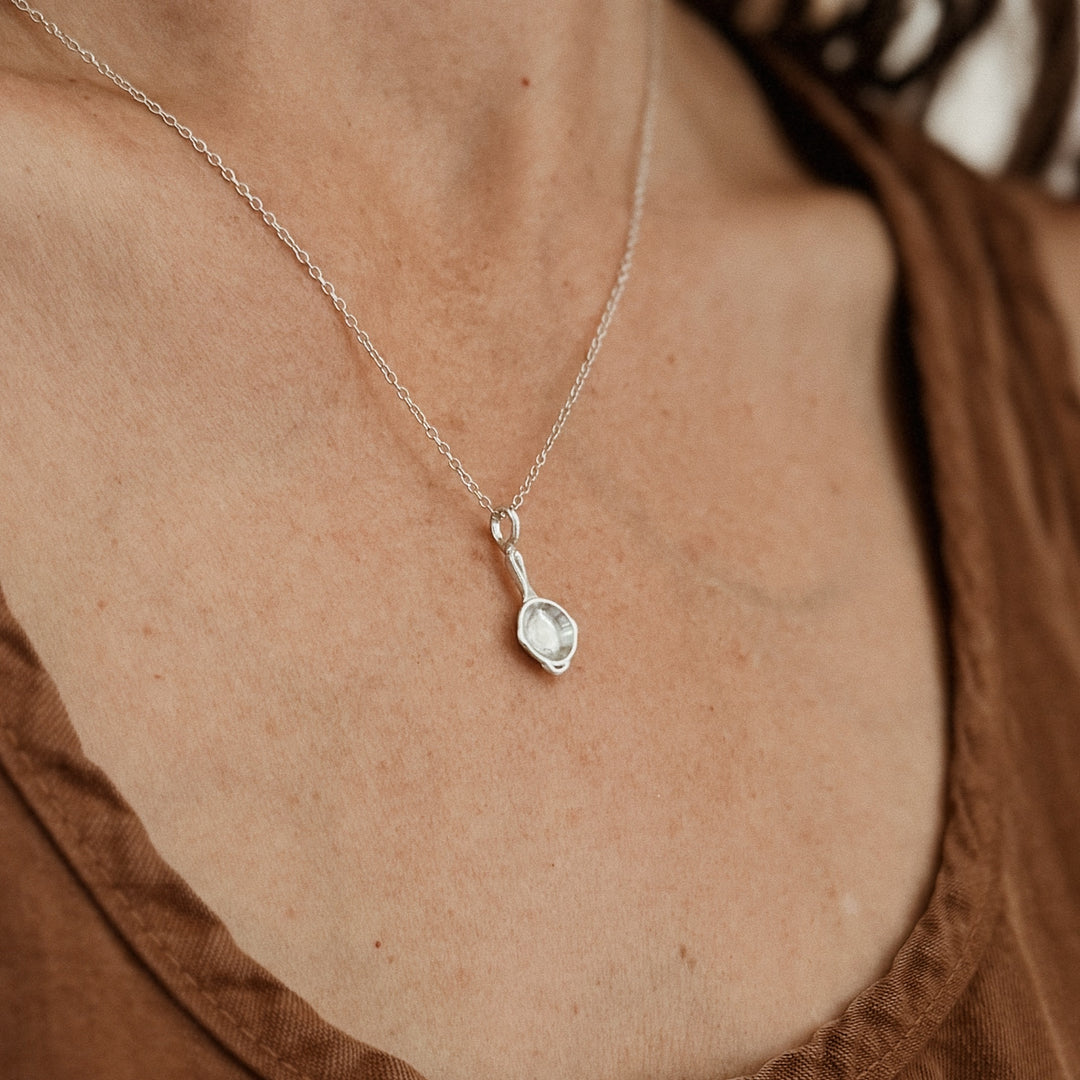 Cast Iron Skillet Pendant in Sterling Silver | MIMOSA Handcrafted 
