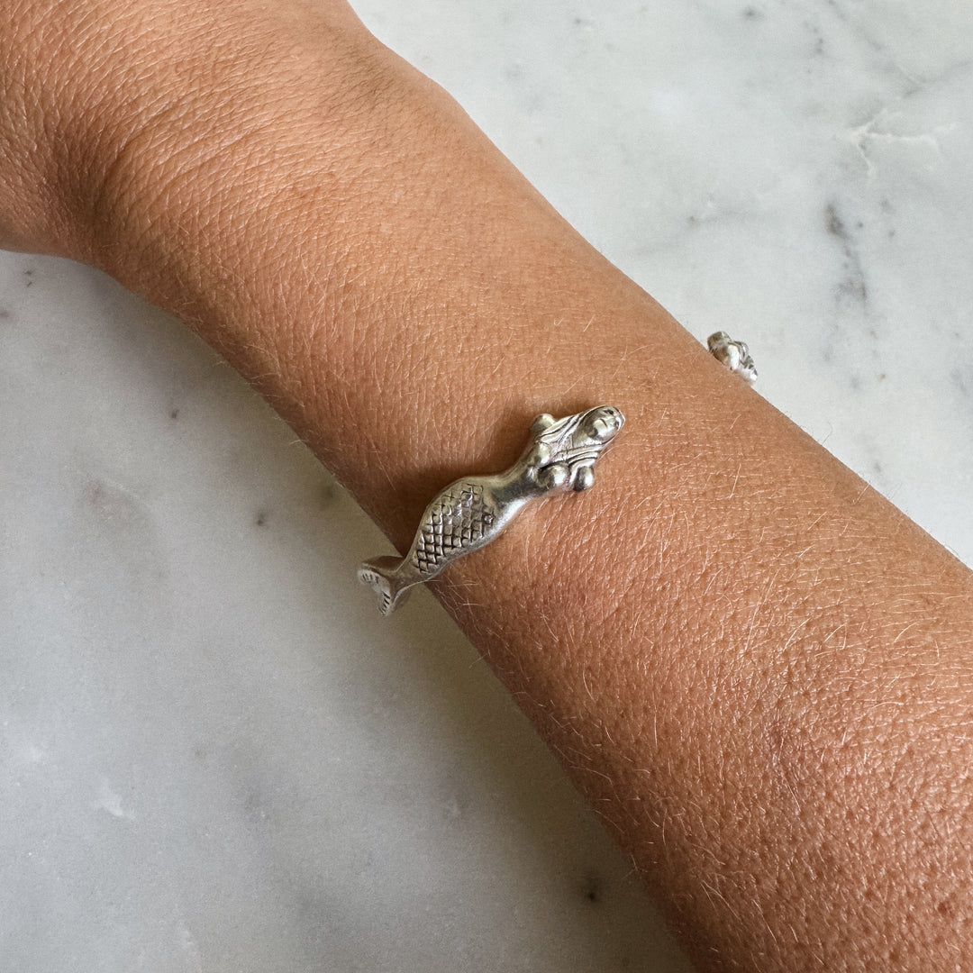Person Wears the MIMOSA Handcrafted Mermaid Bracelet in Sterling Silver