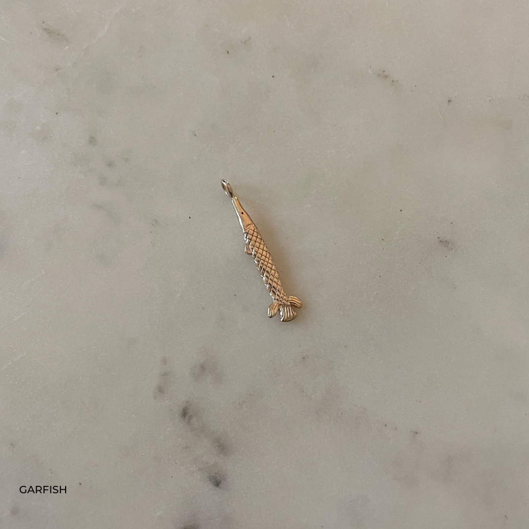 Gold Gar Fish Pendant Necklace from MIMOSA Handcrafted