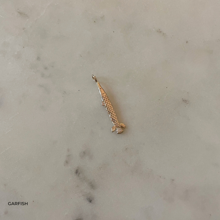 Gold Gar Fish Pendant Necklace from MIMOSA Handcrafted