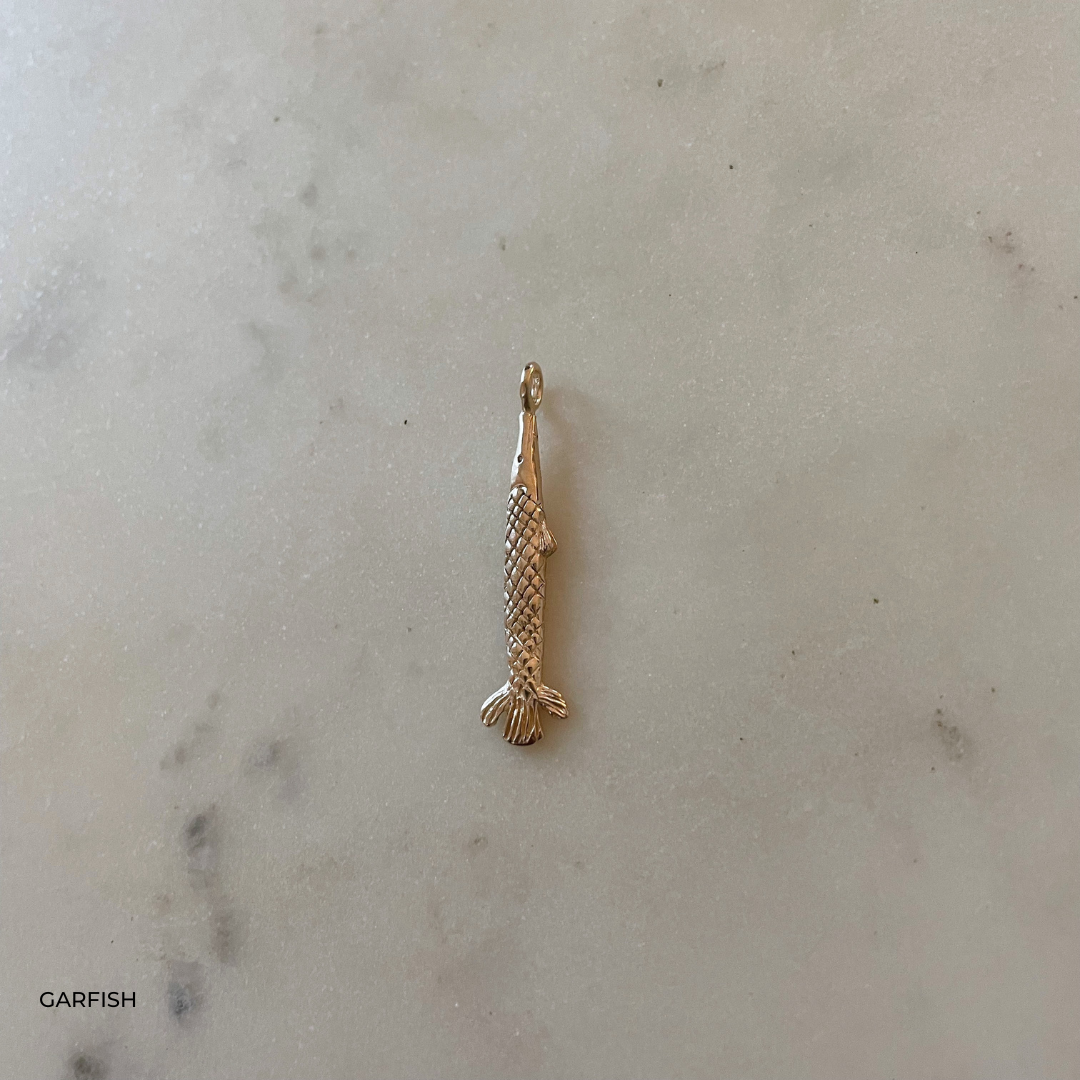Gold Gar Fish Pendant Necklace from MIMOSA Handcrafted