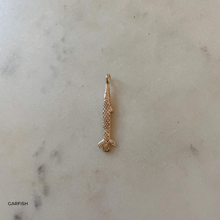 Gold Gar Fish Pendant Necklace from MIMOSA Handcrafted