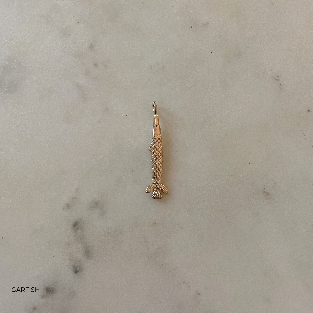 Gold Gar Fish Pendant Necklace from MIMOSA Handcrafted