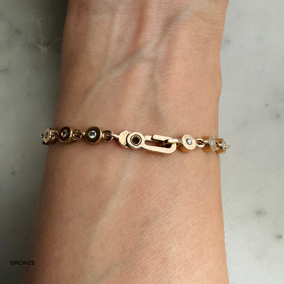 MIMOSA Handcrafted's Tennis Bracelet, the Gracelet, in Bronze with Diamonds.