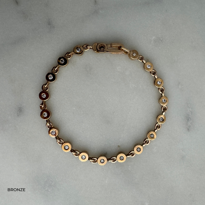 MIMOSA Handcrafted's Tennis Bracelet, the Gracelet, in Bronze With Diamonds.