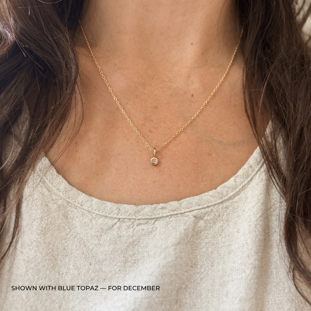 MIMOSA Handcrafted Blue Topaz Birthstone Necklace