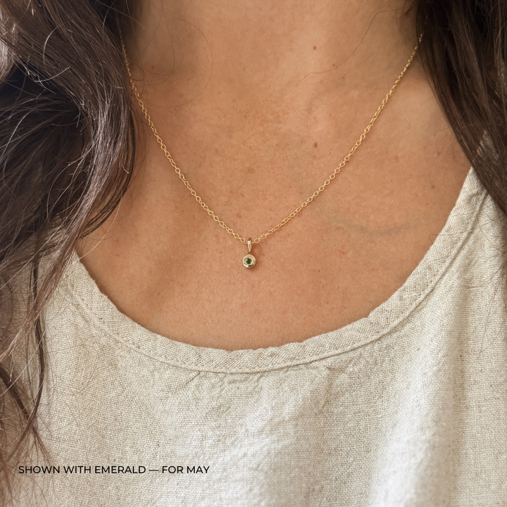 MIMOSA Handcrafted Emerald Birthstone Necklace