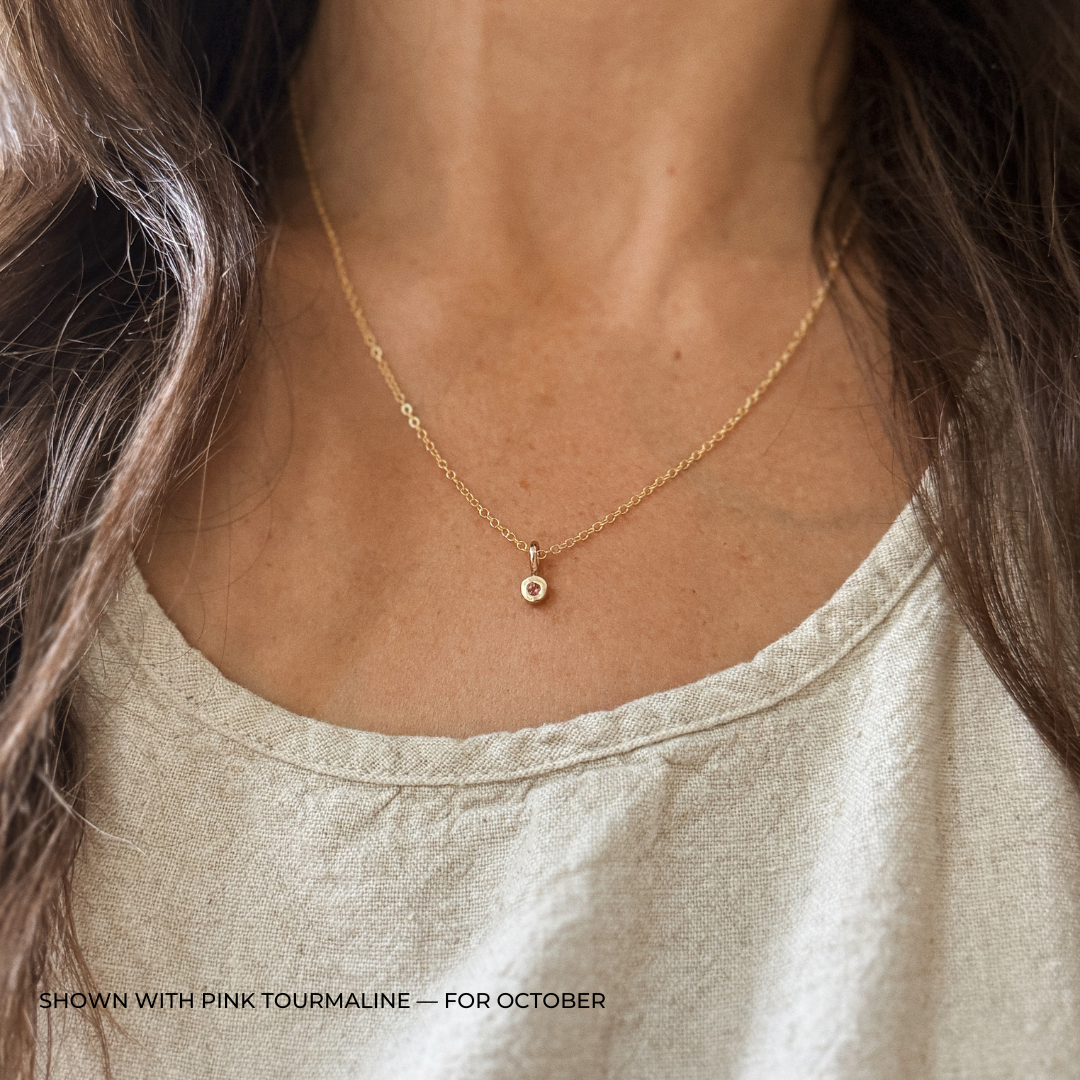 MIMOSA Handcrafted Pink Tourmaline Birthstone Necklace