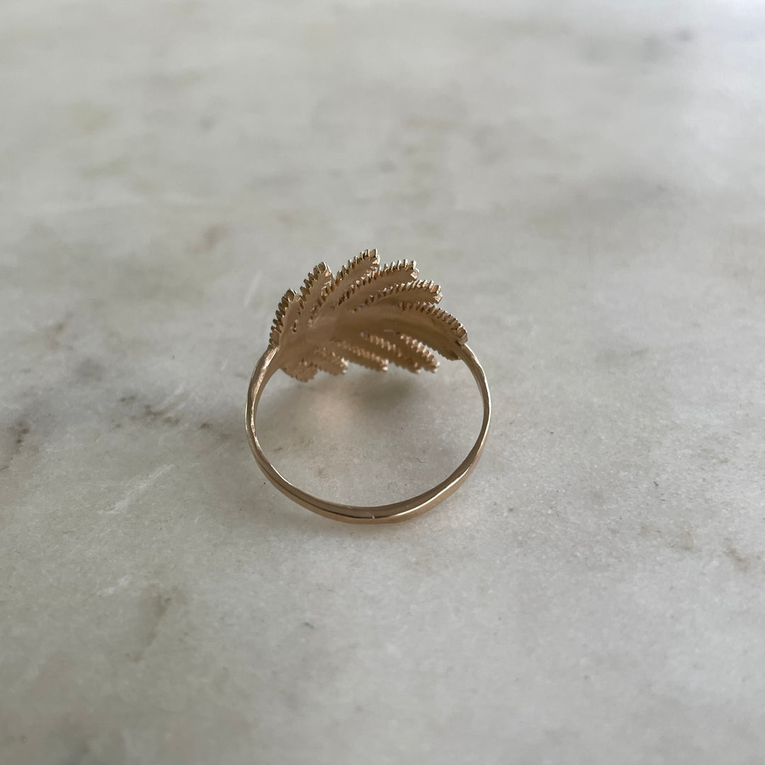 14K GOLD MIMOSA LEAF RING
