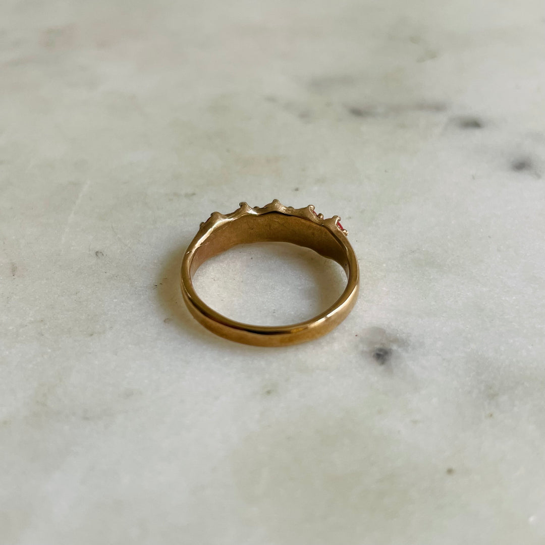 Size 5 Coral Stone Ring In Bronze