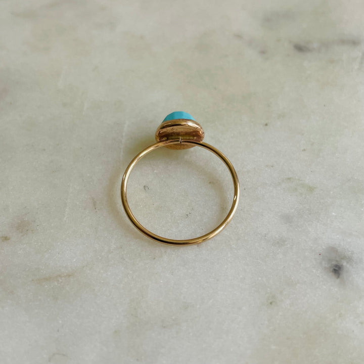 Size 7 Gold-Filled Ring With Faceted Turquoise Stone